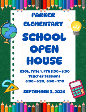 School supplies with text about Open House date and time