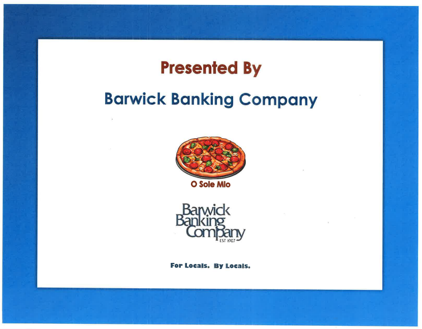 Barwick Bank pizza lunch