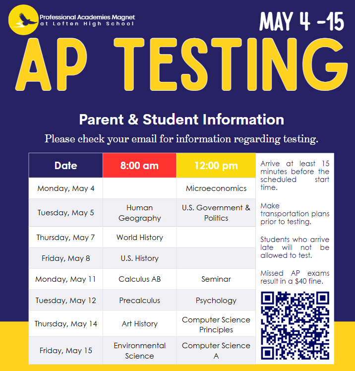 AP Testing is May 4-15