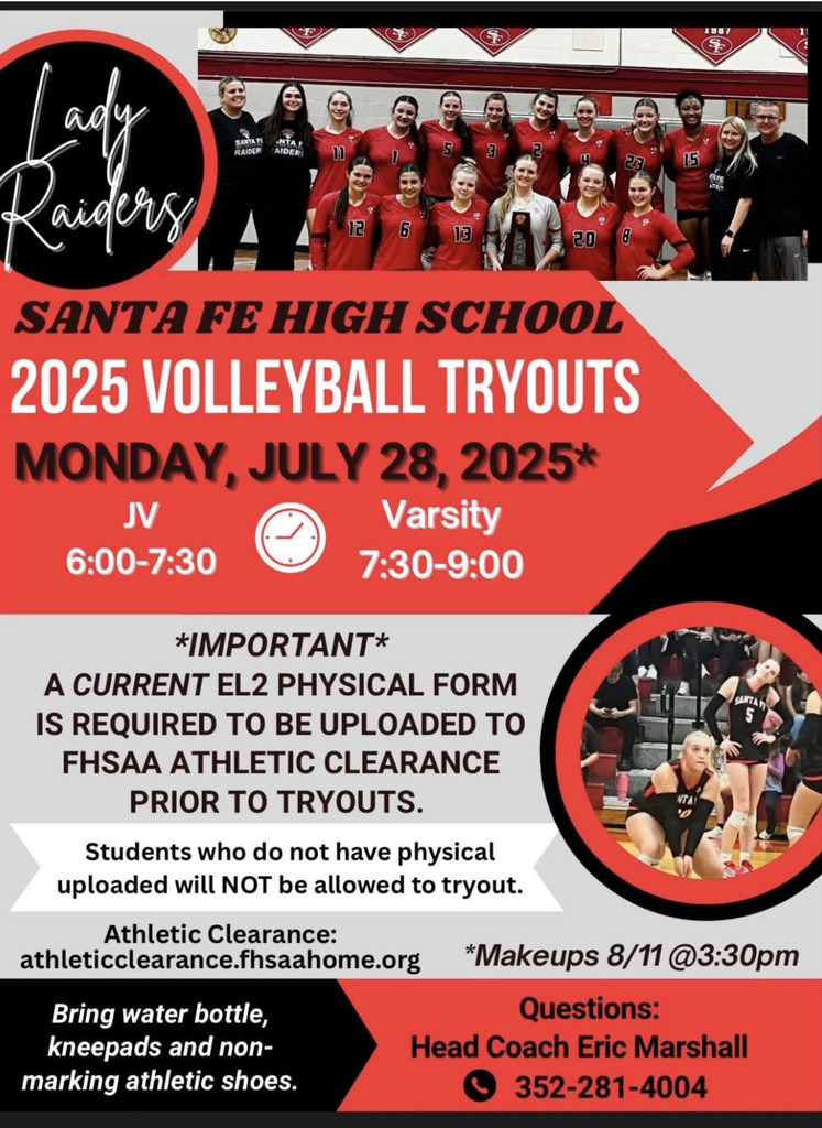 Reminder: Volleyball Tryouts: Monday, July 28th