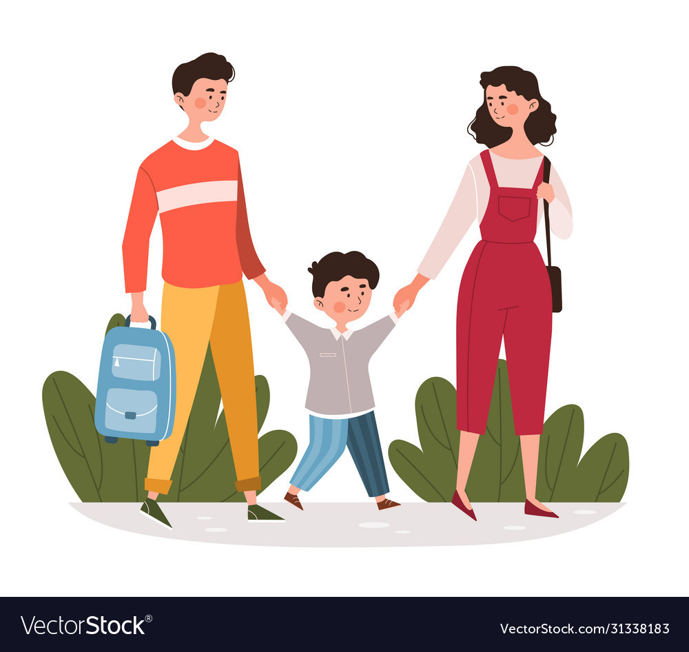parents-walking-their-young-son-to-school-vector-31338183