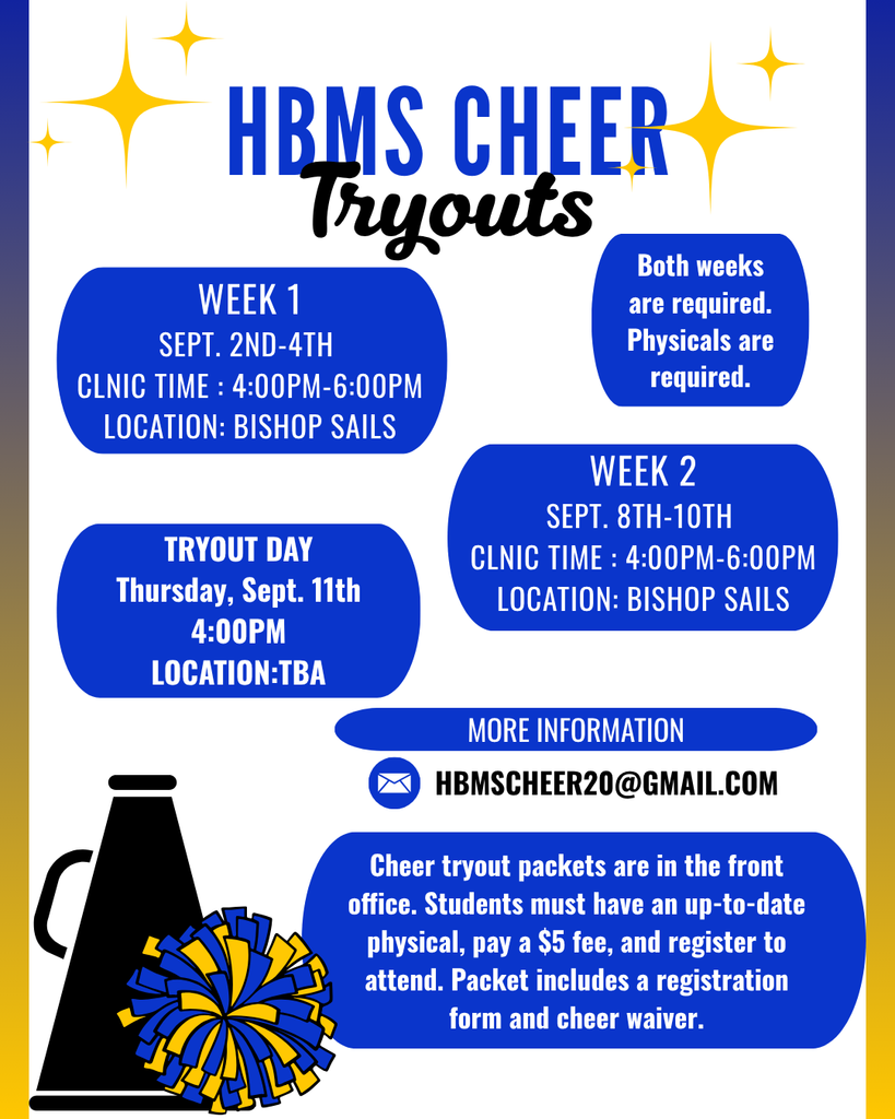 HBMS Cheer Tryouts Flyer 25-26