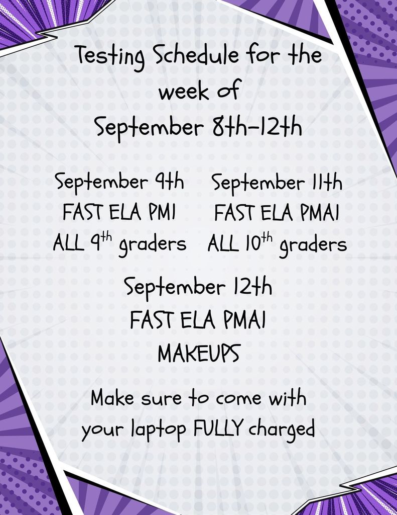 test schedule