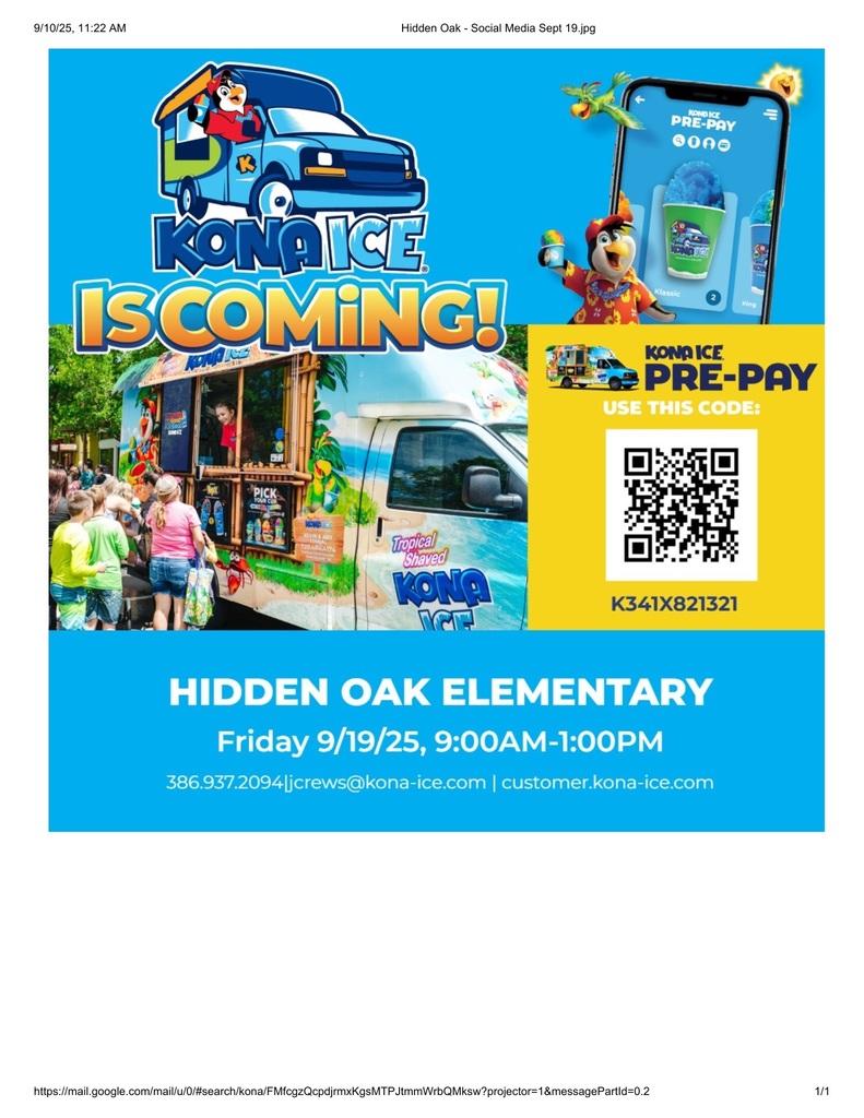 Kona Ice pre-pay by 9/17/25