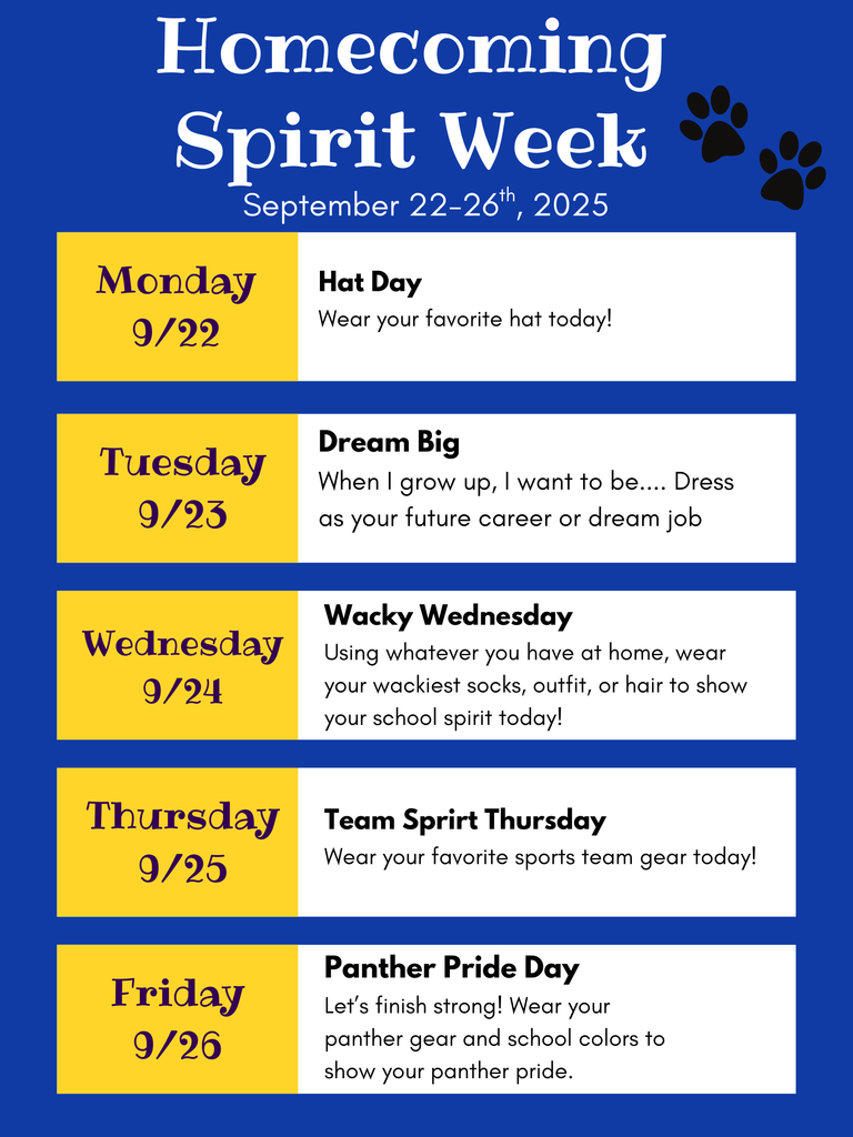Spirit Week Schedule