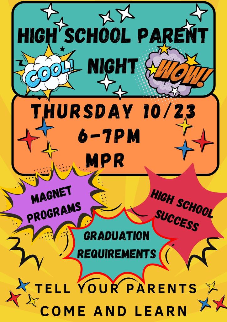 High School Parent Night – 6:00 PM (8th Grade Multipurpose Room ) 