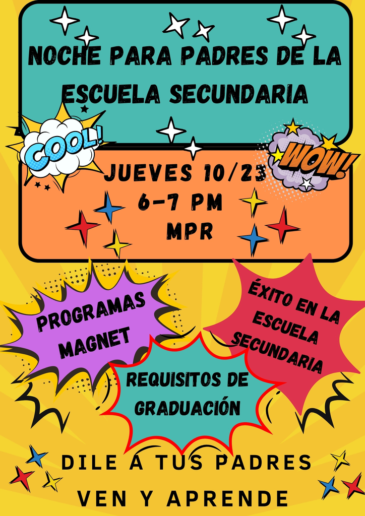 High School Parent Night – 6:00 PM (8th Grade Multipurpose Room ) 