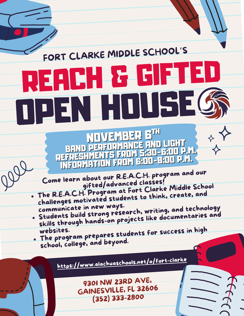 REACH and Gifted Open House, come learn about our programs at Fort Clarke.