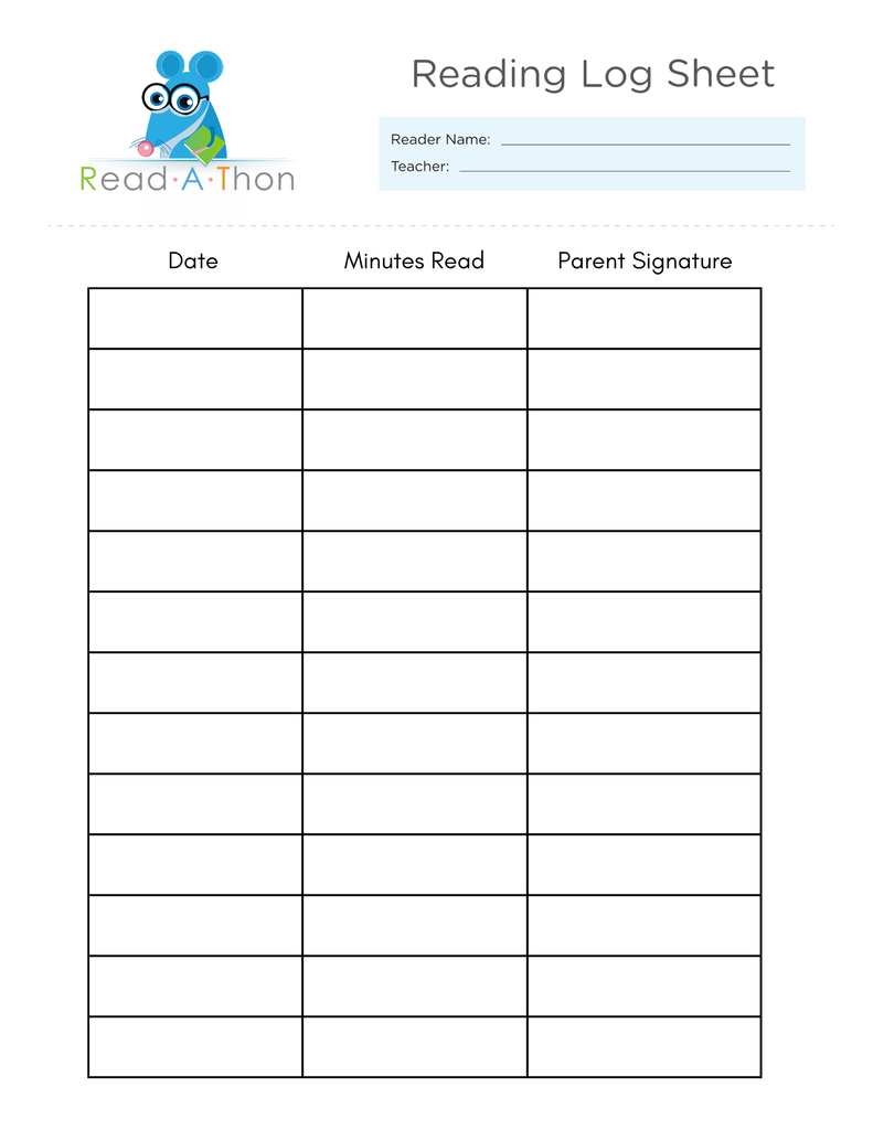 Read-a-thon Log Sheet