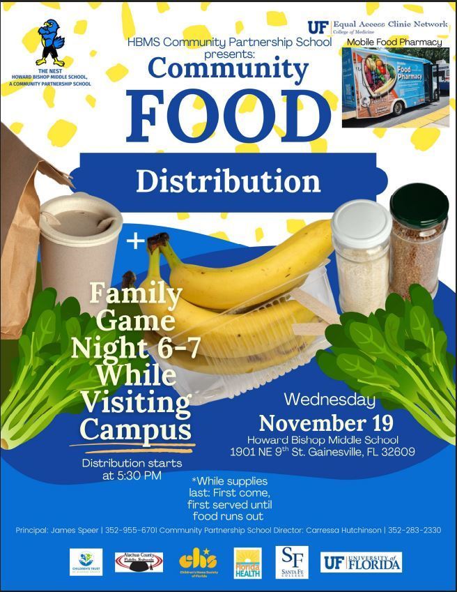 Family Game Night and Food Distribution Flyer 11192025