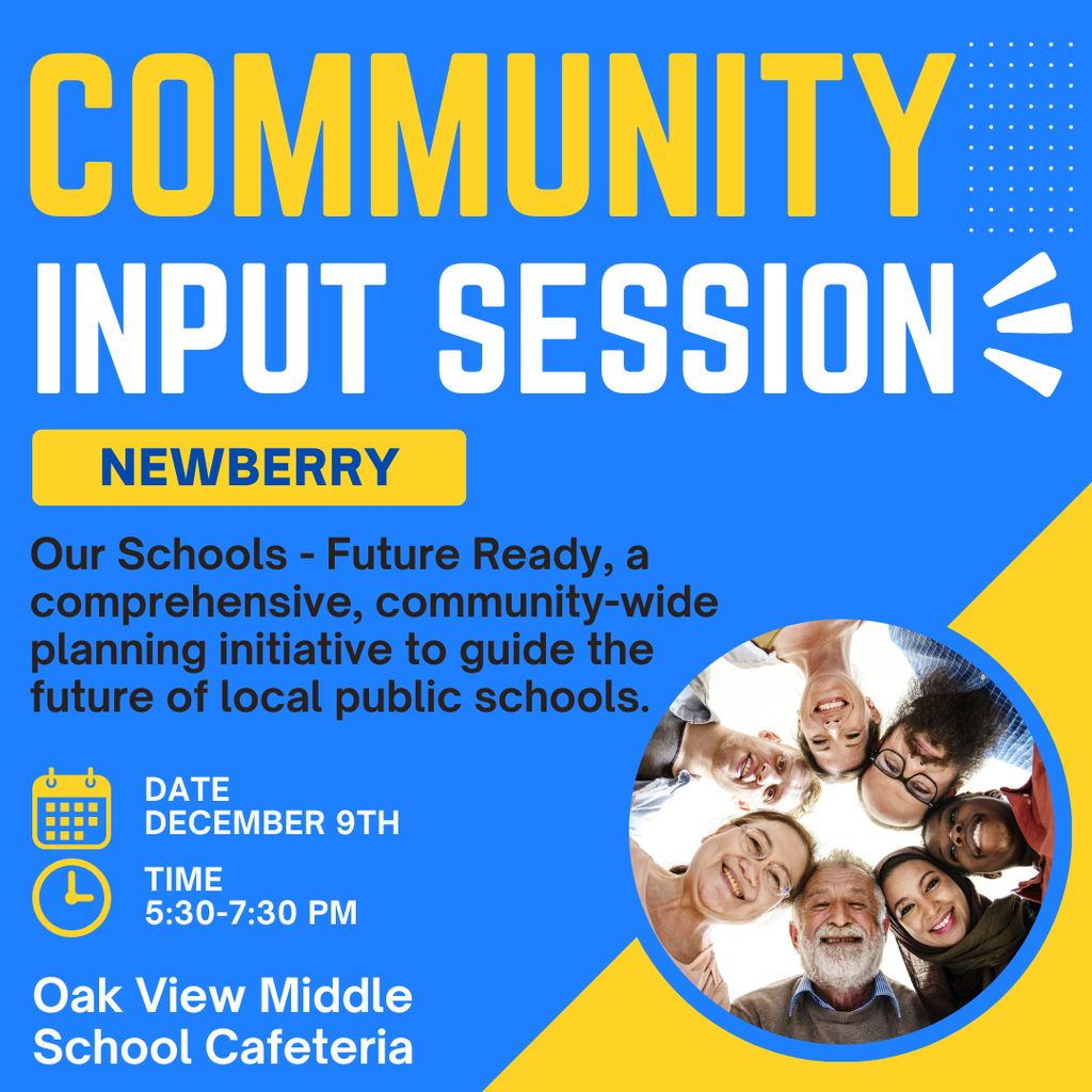 Community Input Session December 9th in the OVMS Cafeteria from 5:30-7:30 pm. 