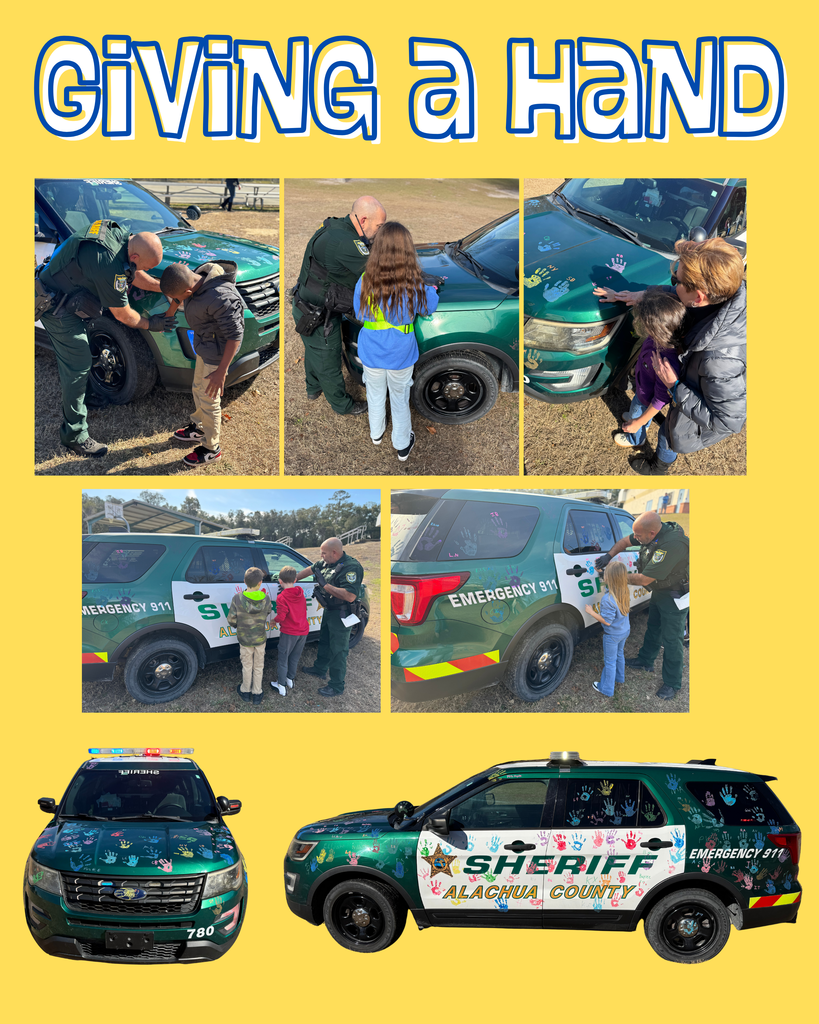 Students had an opportunity today to paint handprints onto our school resource officer's patrol car as a reward for good behavior.