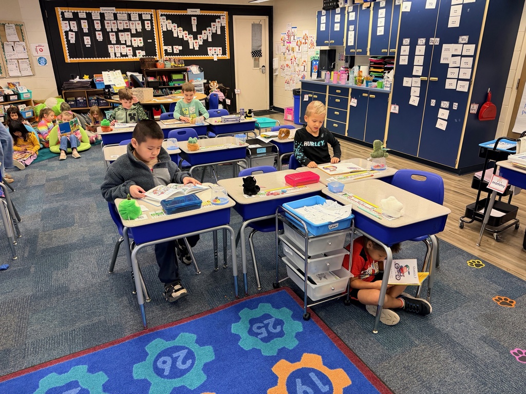 First grade participates in Drop Everything and Read