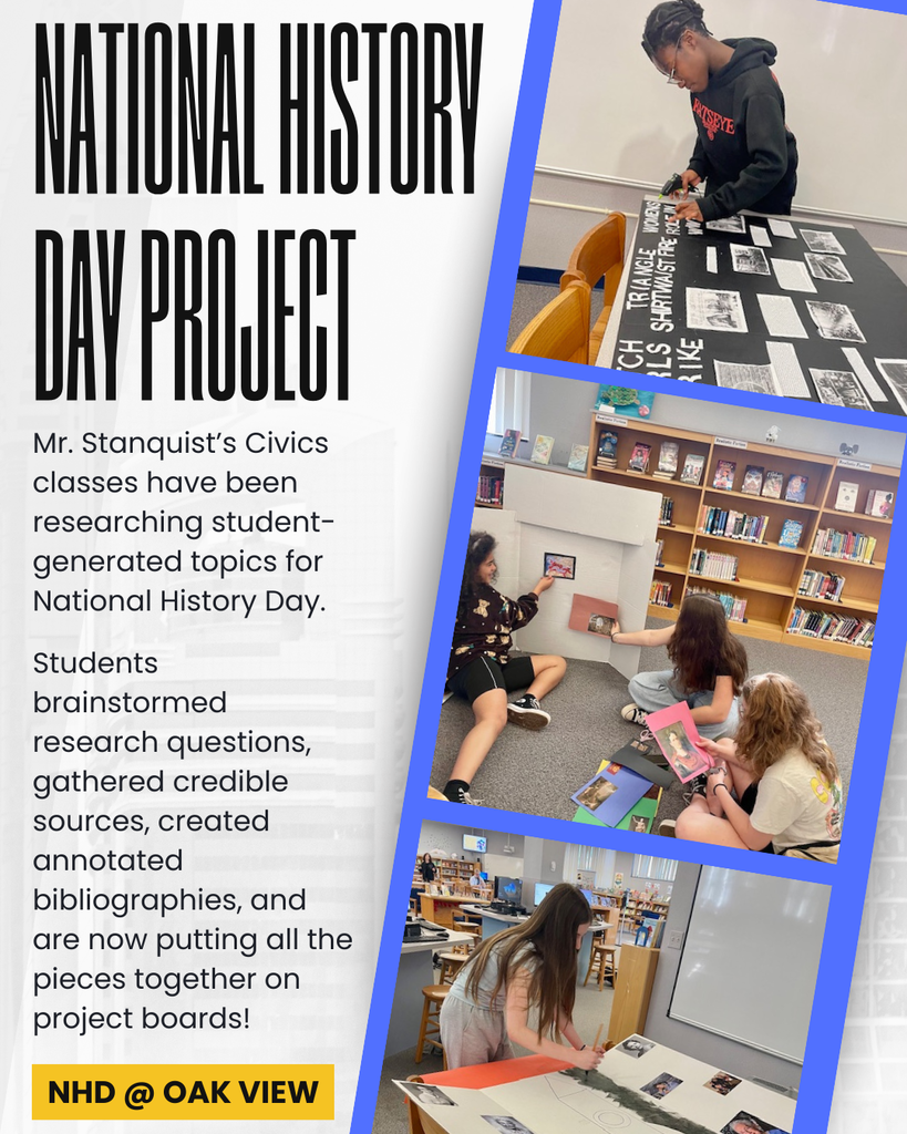 Mr. Stanquist's Civics students putting together research project boards for National History Day. 