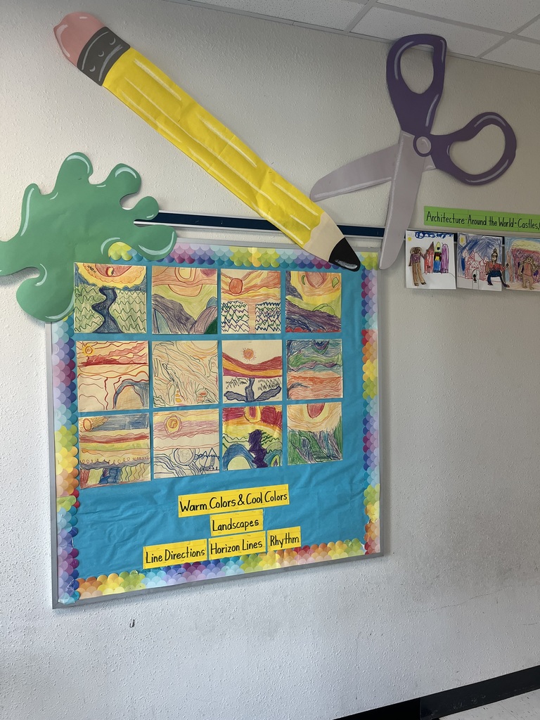 display in hallway of student art