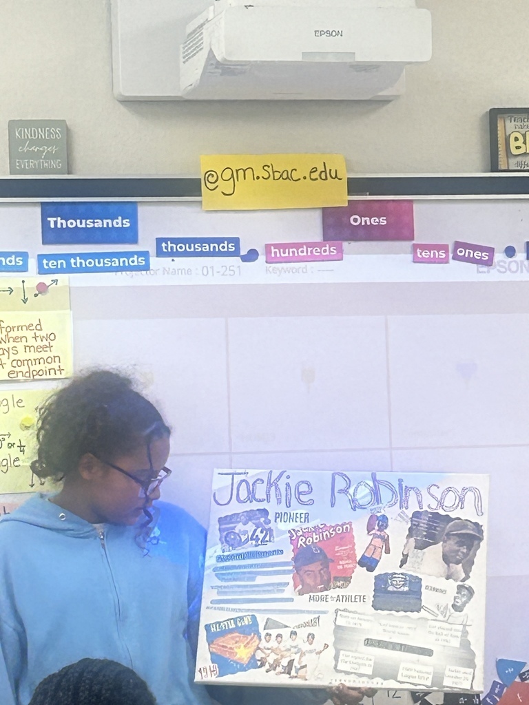 student with jackie robinson display