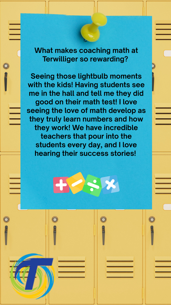 yellow lockers with blue post it