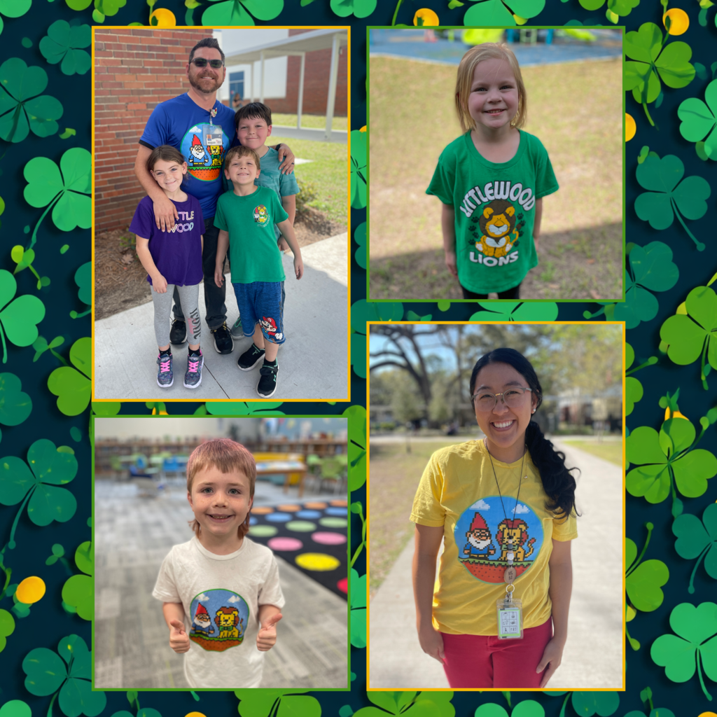 photo grid with students and staff wearing Littlewood Shirts
