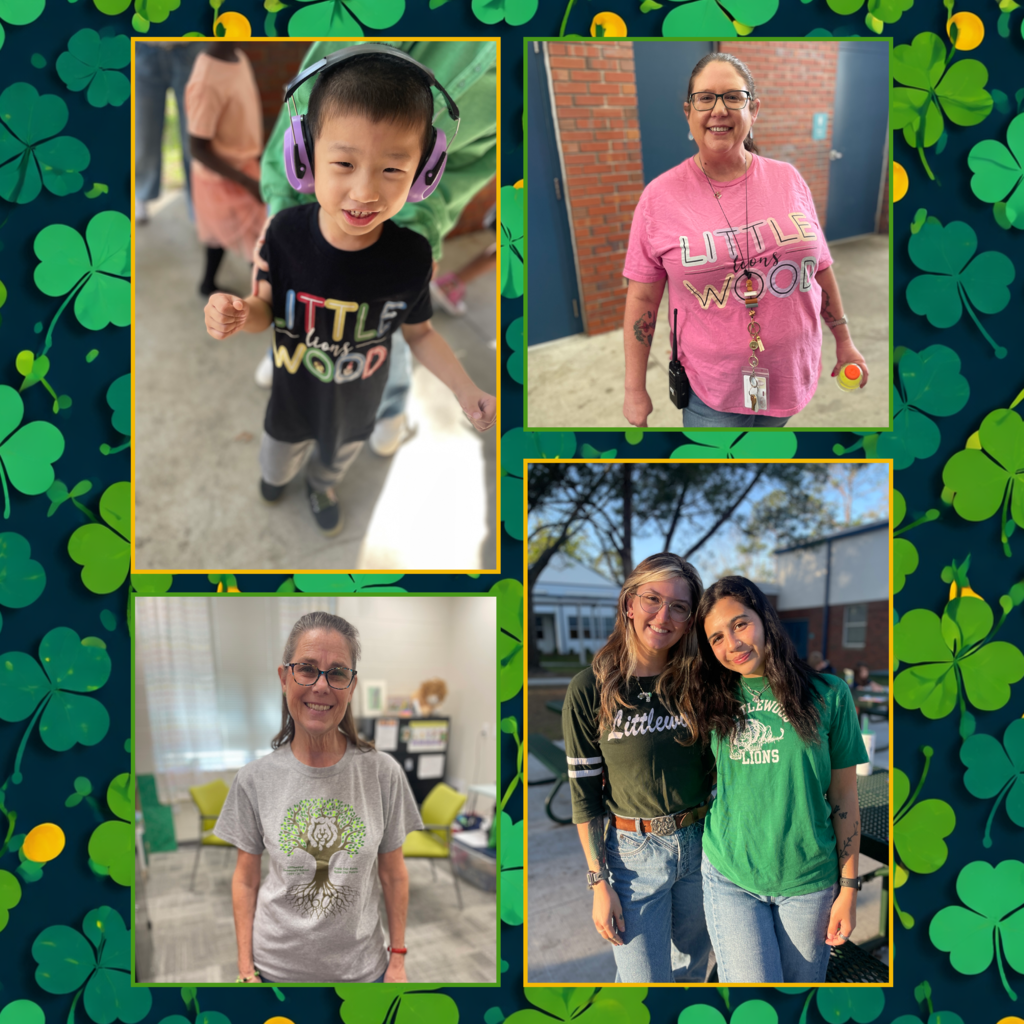 photo grid with students and staff wearing Littlewood Shirts