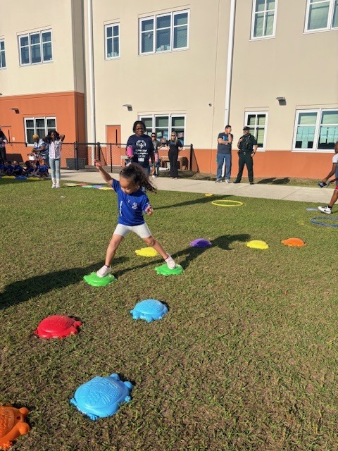 student on obstacle course