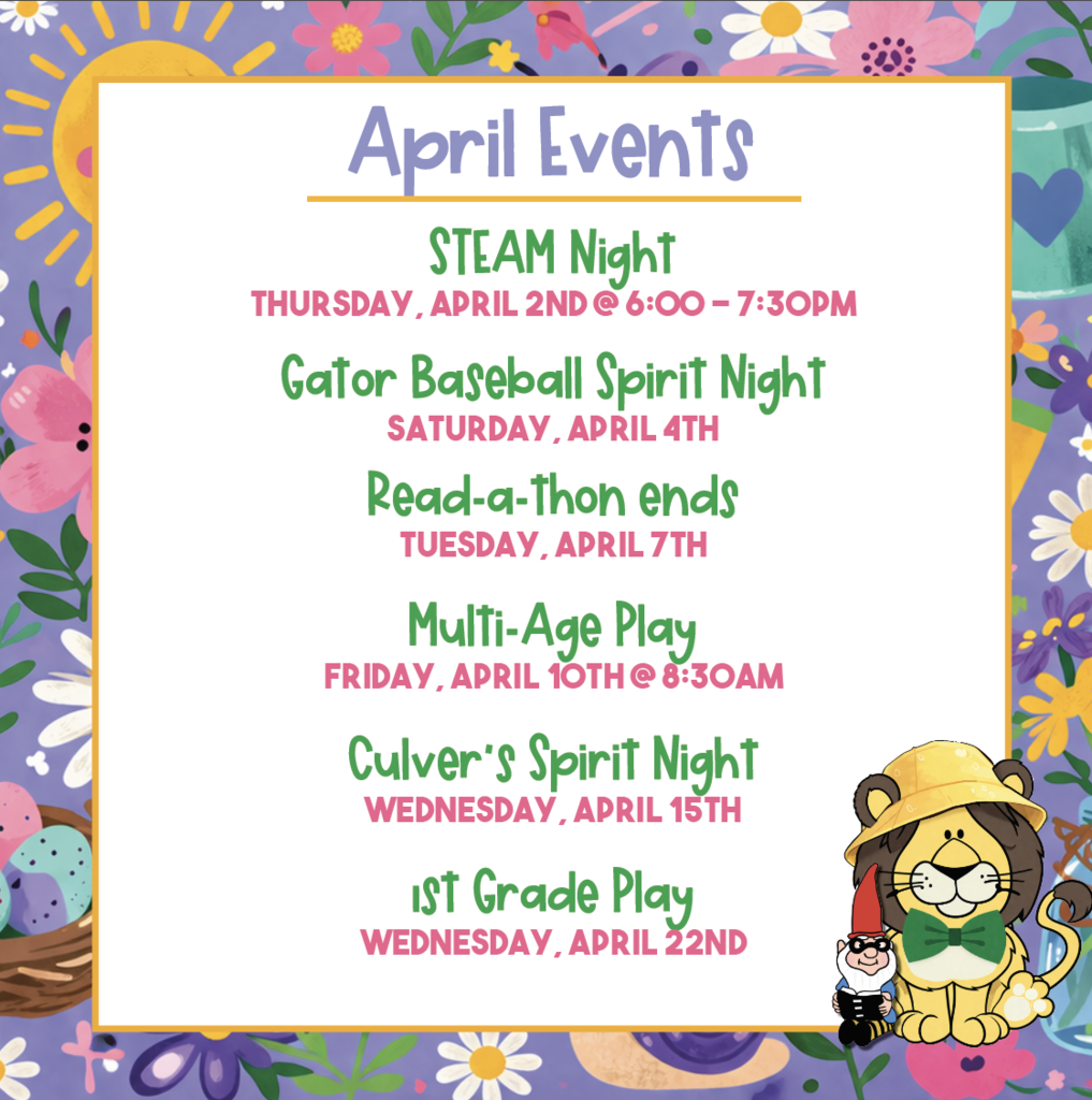 a lsit of events happening in April