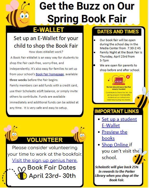 Newsletter about book fair bee themed