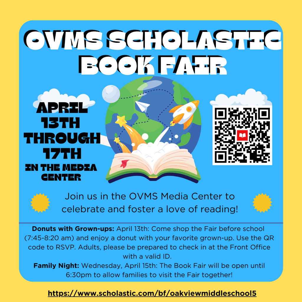 Book Fair Details with website link and QR code. Family Events and dates listed in post.