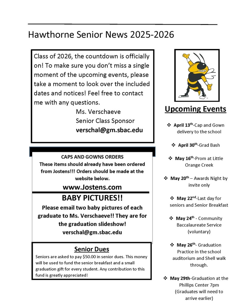 A list of senior dates to end the school year