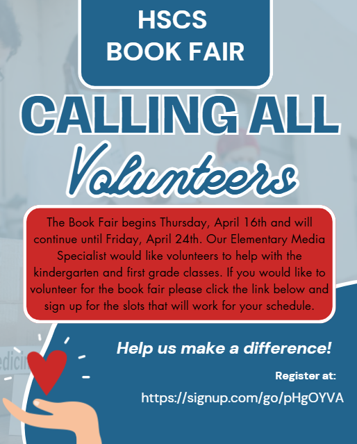 Book fair volunteers needed
