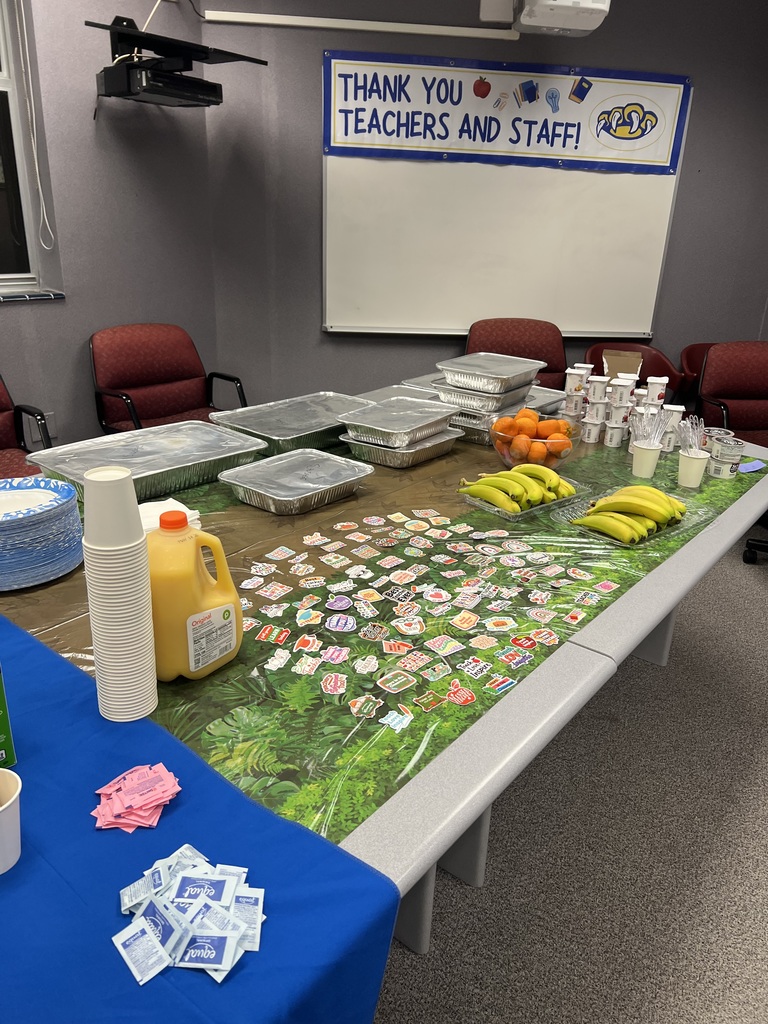 Breakfast spread for teacher and staff appreciation.