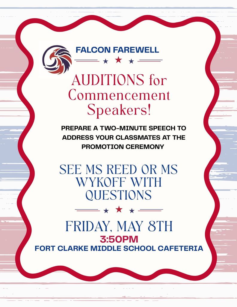Falcon Farewell Speaker Auditions