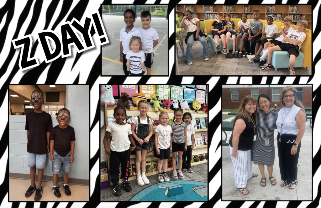 kids and staff dressed in black and white for Z day