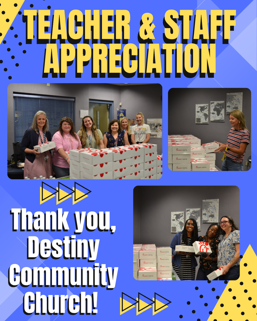 Teachers and staff enjoying lunch provided by Destiny Community Church.