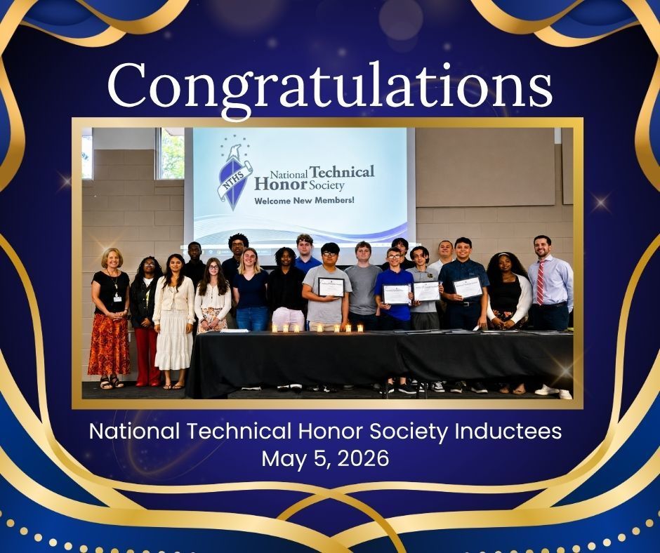 NTHS student inductees pose together with Dr. Geltner and Dr. Bracewell