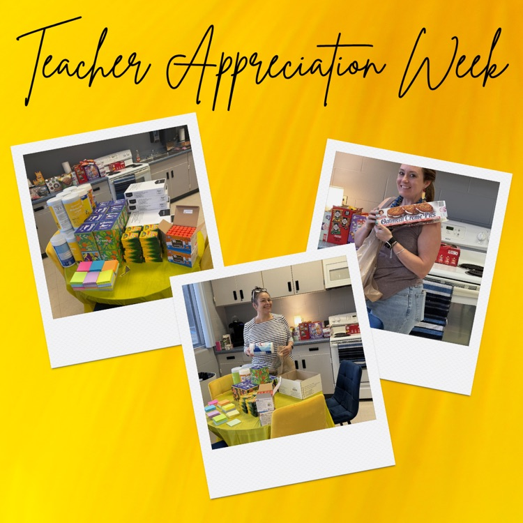 teachers select supplies from tables in the teachers’ lounge