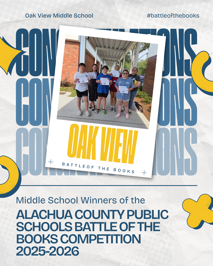 Picture of the Oak View Middle School Battle of the Books team holding their certificates.