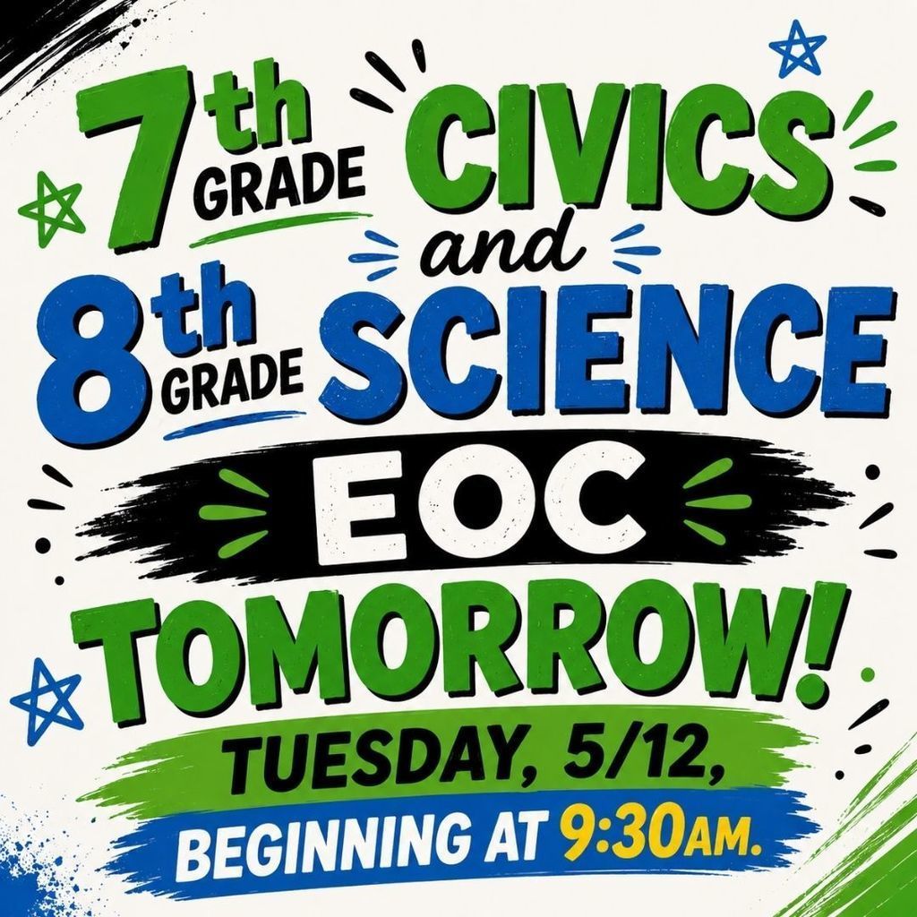 testing is tomorrow, Tuesday, 5/12