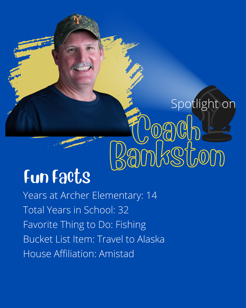 Headshot of Coach Bankston with fun facts included about him