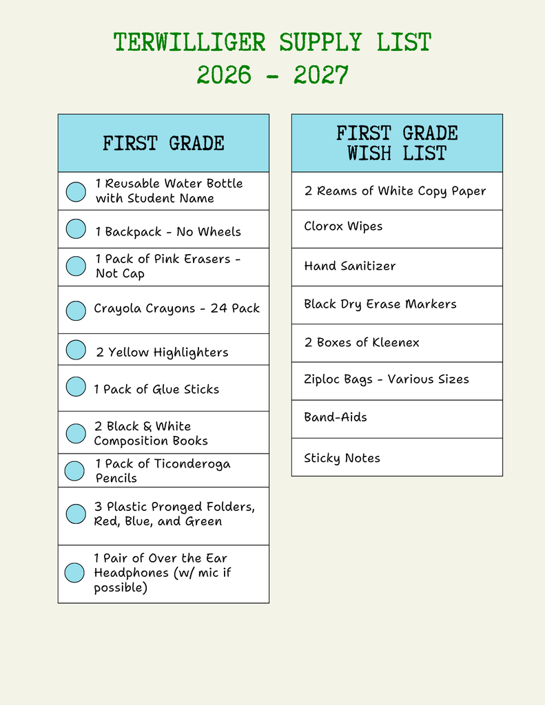 blue and green list