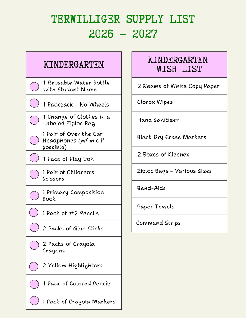 pink and green list