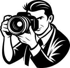 Man holding a camera taking a picture clip art