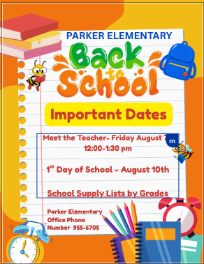 Dates for back to school with school related graphics