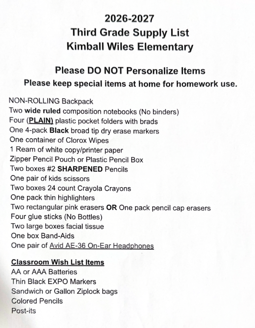 3rd Grade List