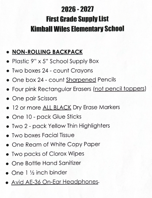 1st Grade List