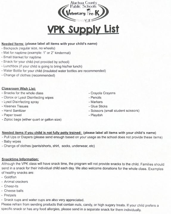 VPK List