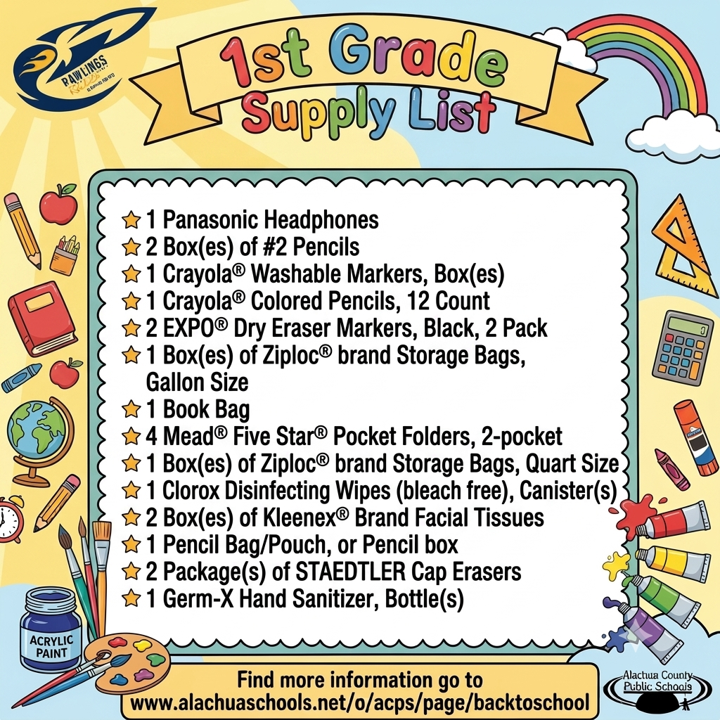 1st Grade Supply List