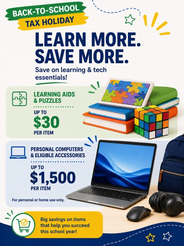 Tax free 7/20-8/20/26 