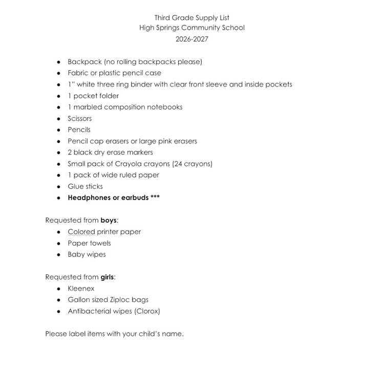 supply list 2026