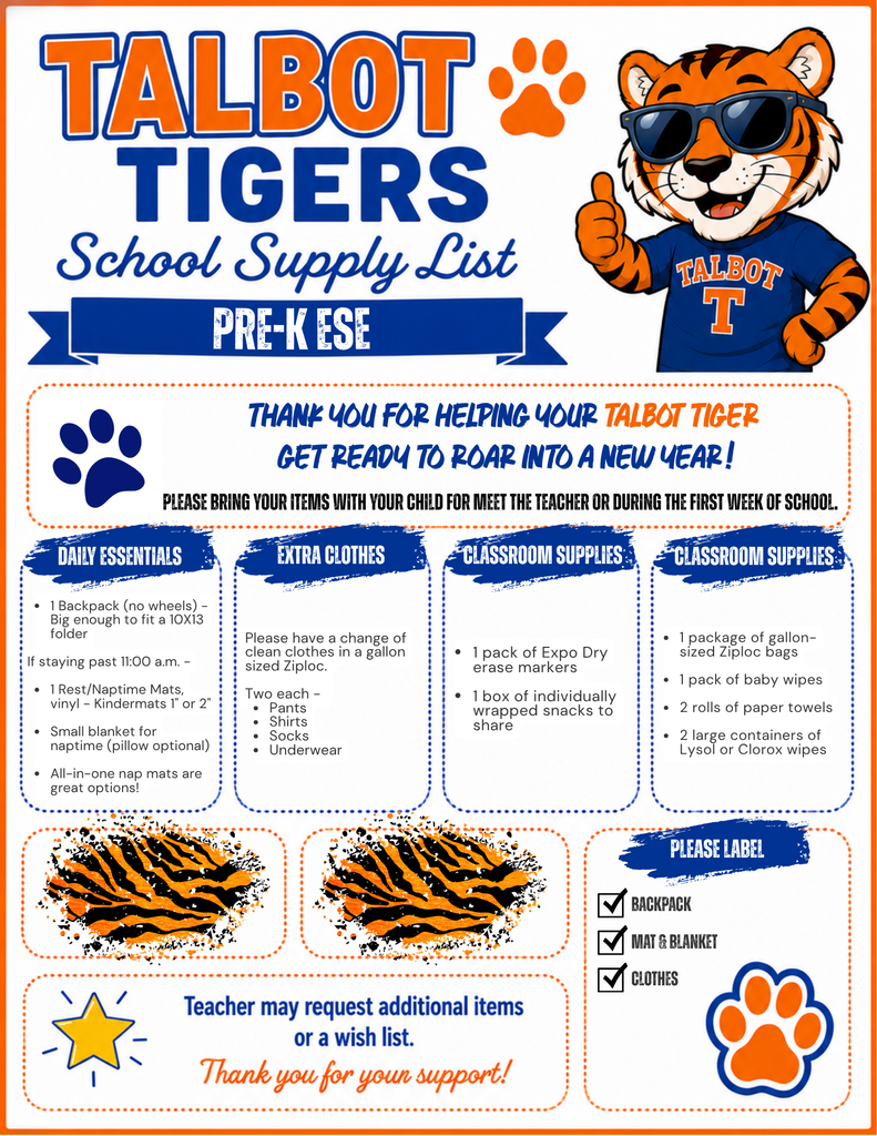 PreK ESE Supply List