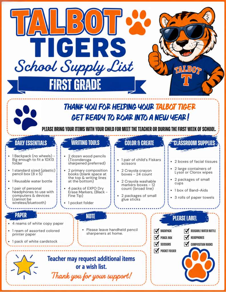 First Grade Supply List